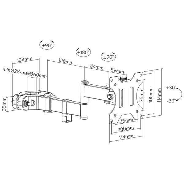 Techly ICA-LCD 110BK TV-kiinnike 81,3 cm (32") Musta