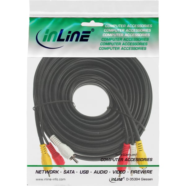 InLine 89603 lydkabel 3 m 3 x RCA Sort