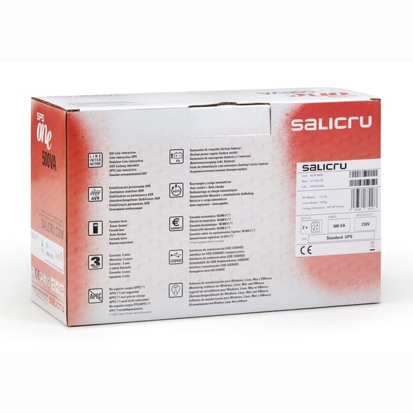 Salicru 662AF000002 UPS-enhed Interaktivt indgangsstik 0,7 kVA 360 W 2 AC stikkontakt(er)