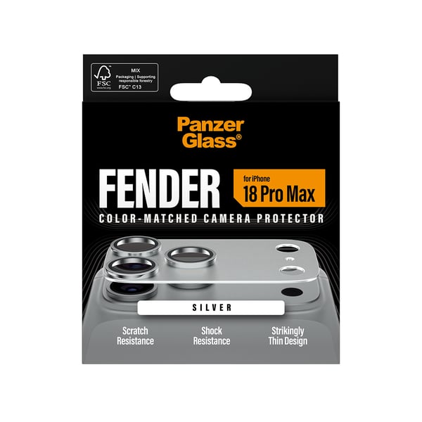 PanzerGlass ® Fender Camera Protector Silver iPhone 2026 Pro Max Kirkas näytönsuoja 1 kpl