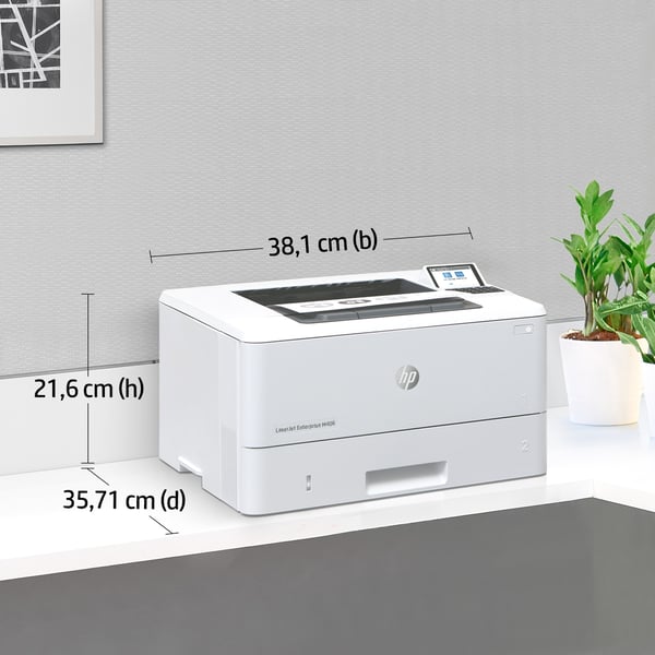 HP LaserJet Enterprise M406dn, Sort og hvid, Printer til Virksomhed, Print, Kompakt størrelse; Stærk sikkerhed; Tosidet print; Energibesparende; USB-print fra printerens forside