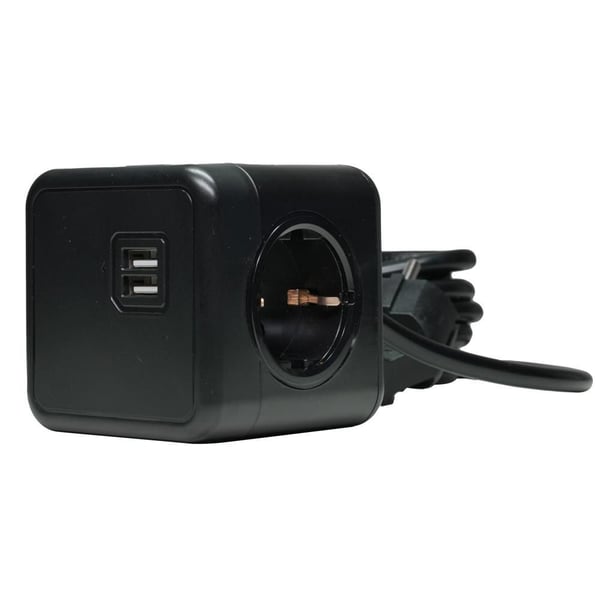 Microconnect GRUCUBE2USB-B3 stikdåse 3 m 3 AC stikkontakt(er) Indendørs Sort