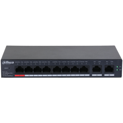 Dahua Technology DH-CS4010-8ET-110 netværksswitch Administreret L2 Fast Ethernet (10/100) Strøm over Ethernet (PoE) Sort