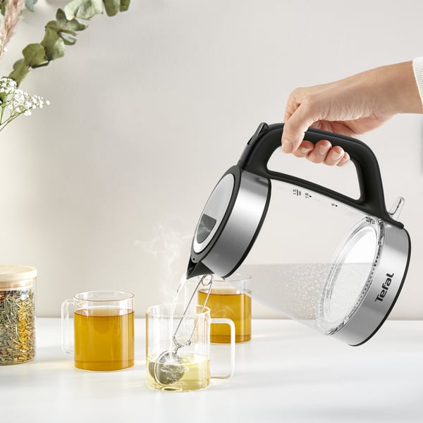 Tefal Glass Kettle KI605830 vattenkokare 1,7 l 2200 W Svart, Silver, Transparent