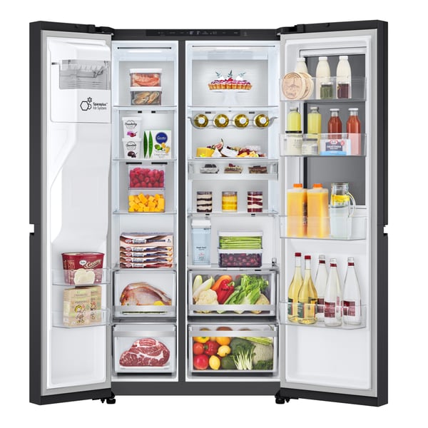 LG InstaView GSXE91EVAD side-by-side-jääkaappipakastin Vapaasti seisova 628 L Musta