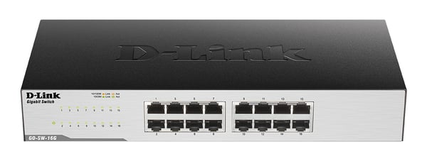 D-Link GO-SW-16G Ikke administreret L2 Gigabit Ethernet (10/100/1000) 1U Sort