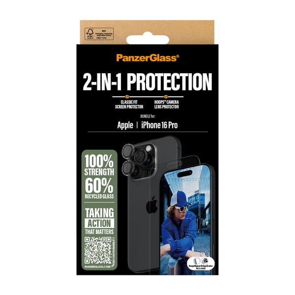 PanzerGlass ® 2-in-1 Bundle iPhone 16 Pro Genomskinligt skärmskydd Apple 1 styck