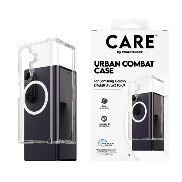 PanzerGlass CARE™ by ® Urban Combat Case Transparent m. Hvid Qi Samsung Galaxy Fold8 Ultra | Fold7