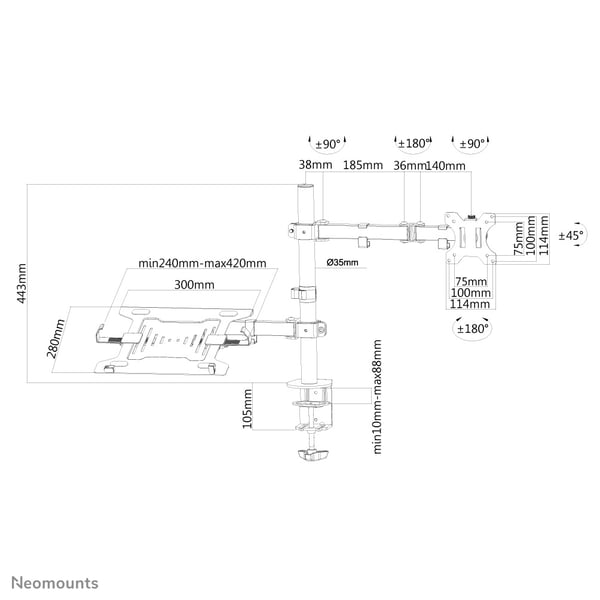 Neomounts FPMA-D550NOTEBOOK fäste och ställ till bildskärm 81,3 cm (32") Bord Svart