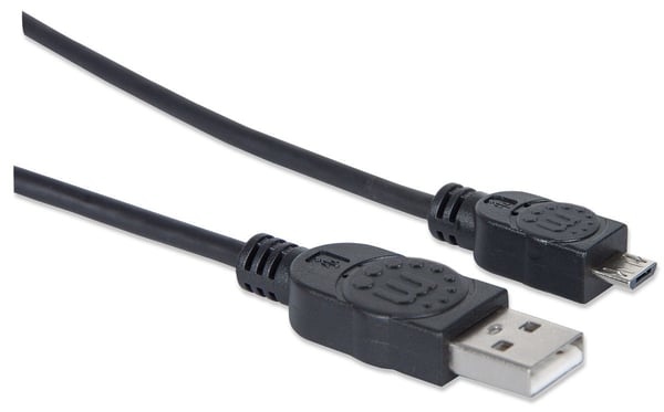 Manhattan USB A - MicroUSB B USB-kabel USB 2.0 1 m Micro-USB B 0,48 Gbit/sek. Sort