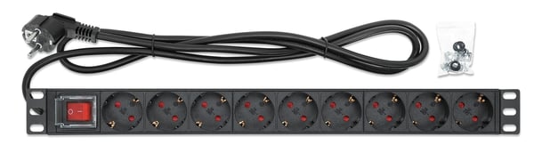 Intellinet 715133 strømforsyningsenhed (PDU) 9 AC stikkontakt(er) 1U Sort