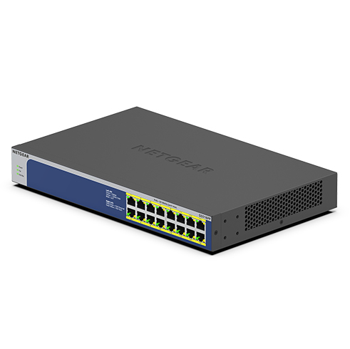 NETGEAR GS516PP Ikke administreret Gigabit Ethernet (10/100/1000) Strøm over Ethernet (PoE) Blå, Grå