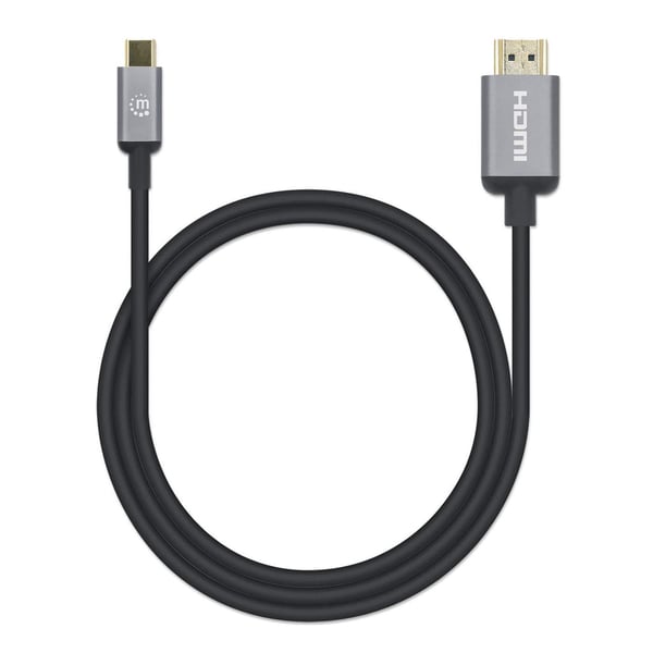 Manhattan 153591 videokabeladapter 1 m HDMI Typ A (standard) USB Type-C Svart, Grå