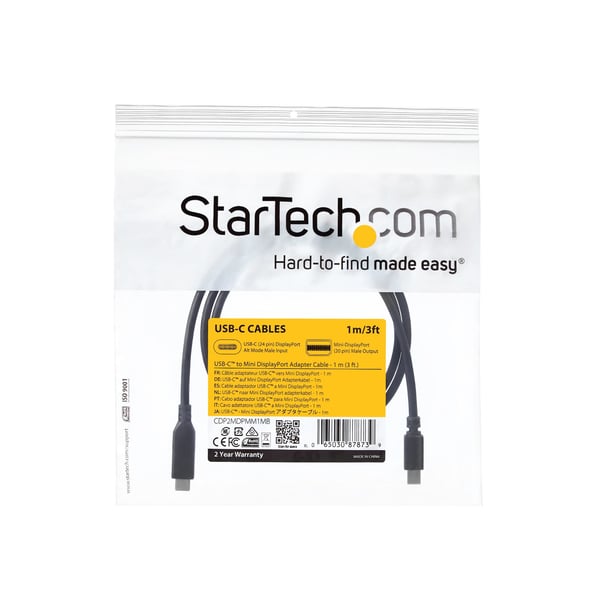 StarTech.com CDP2MDPMM1MB videokaapeli-adapteri 1 m USB Type-C Mini DisplayPort Musta