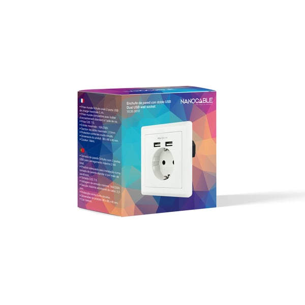 Nanocable 10.35.0010 stikkontakt CEE 7/3 + USB Hvid