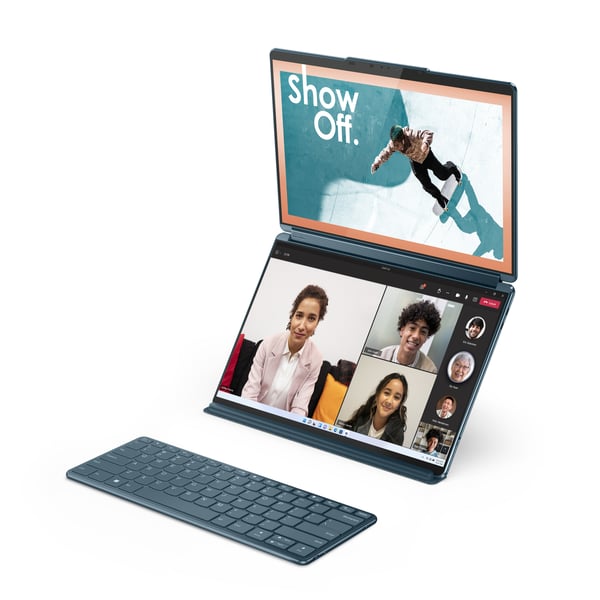 Lenovo Yoga Book 9 13IRU8 Intel® Core™ i7 i7-1355U Hybrid (2-i-1) 33,8 cm (13.3") Berøringsskærm 2.8K 16 GB LPDDR5x-SDRAM 1 TB SSD Wi-Fi 6E (802.11ax) Windows 11 Home Engelsk Teal