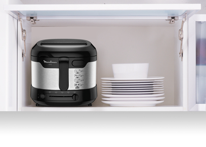 Moulinex AF215D10 frituregryde Enkelt Enkeltstående Sort, Rustfrit stål