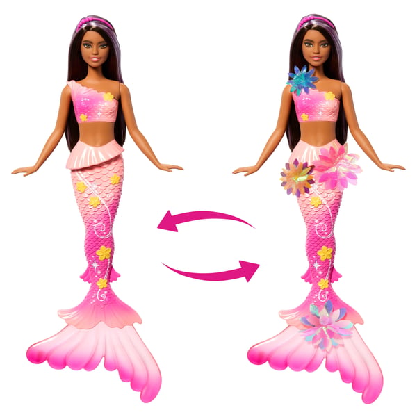 Barbie Flower Magic-havfruedukke med Surprise Blooming Flowers-funktion og perlehårbånd