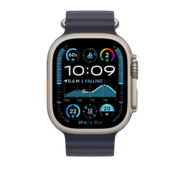 Apple MXTJ3ZM/A Smart bærbart (wearable) tilbehør Band Marineblå Fluoroelastomer, Titanium