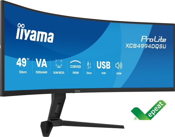 iiyama ProLite XCB4994DQSU-B1 computerskærm 124,5 cm (49") 5120 x 1440 pixel Dual QHD LCD Sort