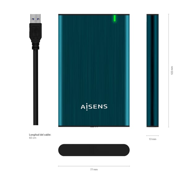 AISENS ASE-2525PB Hölje för lagringsenheter HDD-hölje Marinblå 2.5"