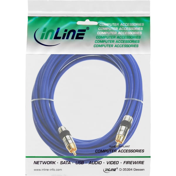 InLine 4043718084326 lydkabel 20 m RCA Blå
