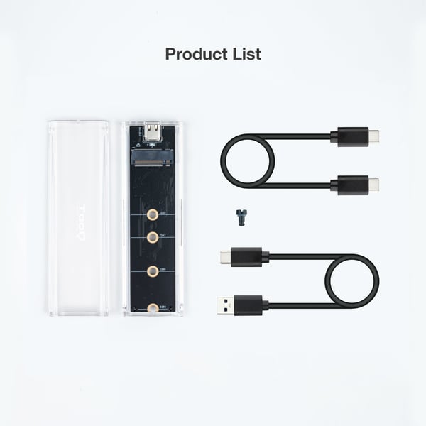 TooQ TQE-2200 Hölje för lagringsenheter SSD-inkapsling Transparent M.2