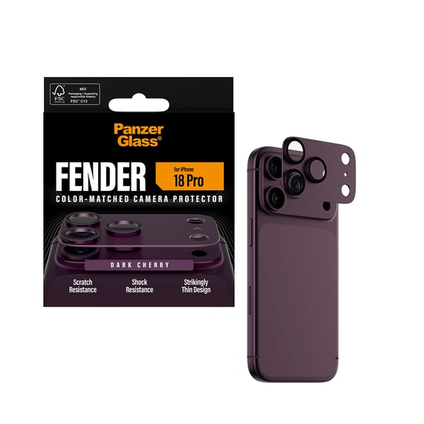 PanzerGlass ® Fender Camera Protector Dark Cherry iPhone 2026 Pro Kirkas näytönsuoja 1 kpl