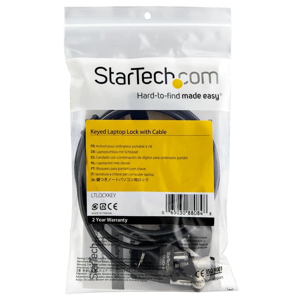 StarTech.com LTLOCKKEY kaapelilukko Musta, Hopea 2 m