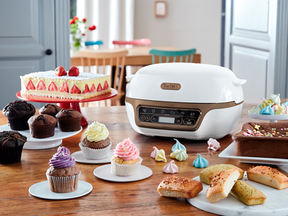 Tefal Cake Factory + Cupcake-maskin 1100 W Guld, Vit
