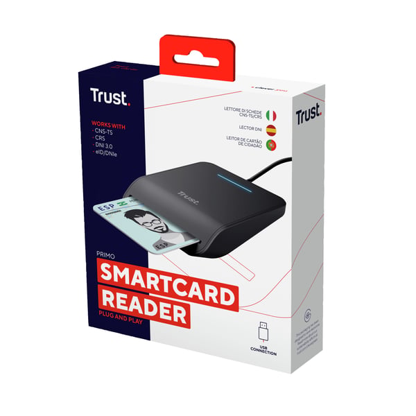 Trust Primo läsare smarta kort inomhus USB CardBus+USB 2.0 Svart