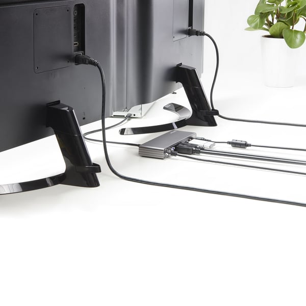StarTech.com Thunderbolt 3-dockningsstation - TB3-dockningsstation till bärbara datorer för 60 Hz dubbla 4K-skärmar, inkluderar DisplayPort, HDMI och 1080p VGA - 85 W strömförsörjning och laddning - 2x USB-A, Ethernet - Mac och Windows