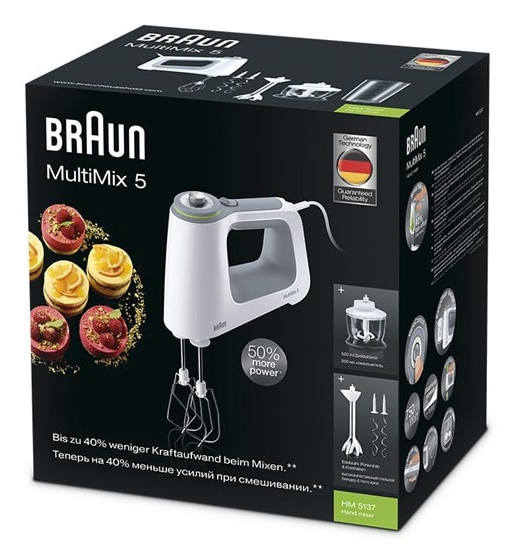 Braun MultiMix 5 HM 5137 Käsisekoitin 750 W Harmaa, Valkoinen