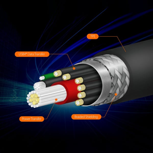 j5create USB 40 Gbit/s 240 W USB Type-C® -kaapeli