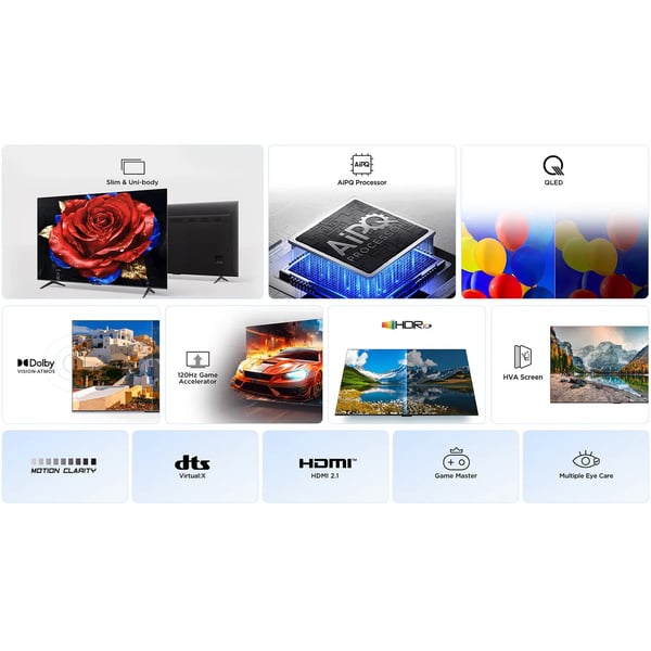 TCL T69C 43T69C TV 109,2 cm (43") 4K Ultra HD Smart TV Wi-Fi Sort 350 cd/m²