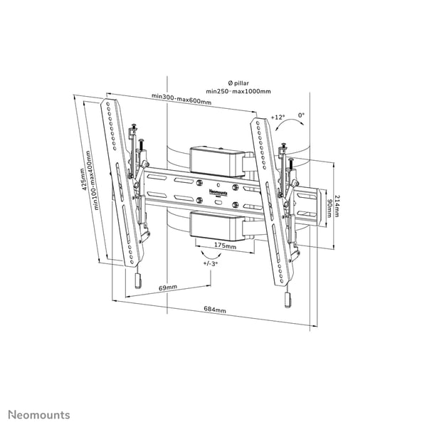 Neomounts WL35S-910BL16 tv-beslag 190,5 cm (75") Sort
