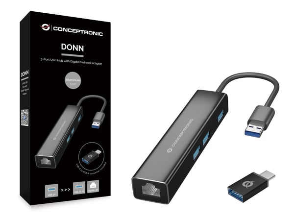Conceptronic DONN07BA USB 3.2 Gen 1 (3.1 Gen 1) Type-A Svart