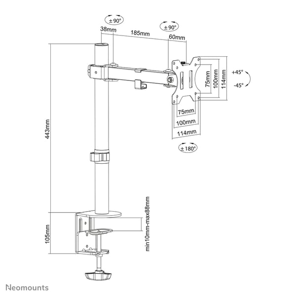 Neomounts FPMA-D540BLACK skærmbeslag og -stativer 81,3 cm (32") Skrivebord Sort