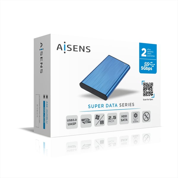 AISENS ASE-2525BLU drevkabinet SSD kabinet Blå 2.5"