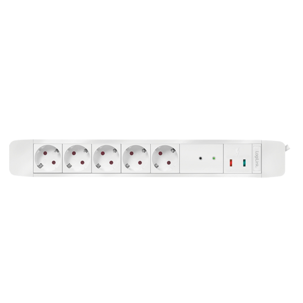 LogiLink LPS402 jatkojohto 1,5 m 5 AC-pistorasia(a) Sisätila Valkoinen