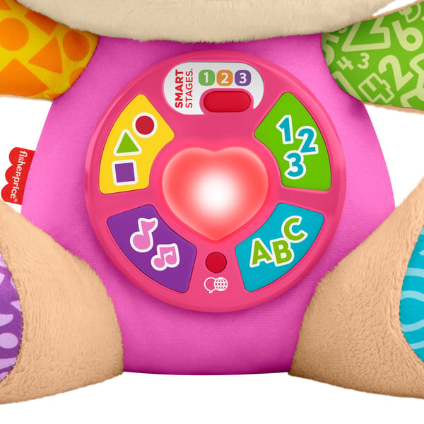 Fisher-Price Laugh & Learn Smart Stages Sis-plyslegetøj til babyer, musikalsk læringslegetøj, flersproget version