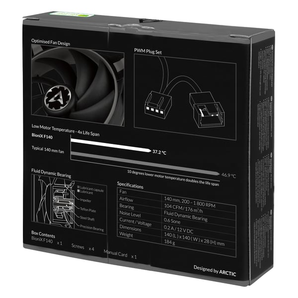 ARCTIC BioniX F140 Datorväska Fan 14 cm Svart, Grå