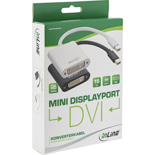 InLine 17194S videokabel adapter 0,15 m Mini DisplayPort DVI-D Sort