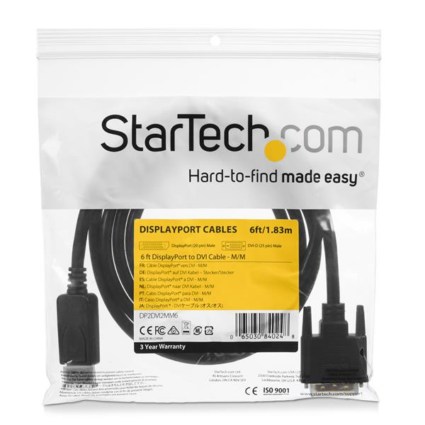 StarTech.com 1,8 m DisplayPort till DVI-kabel – M/M