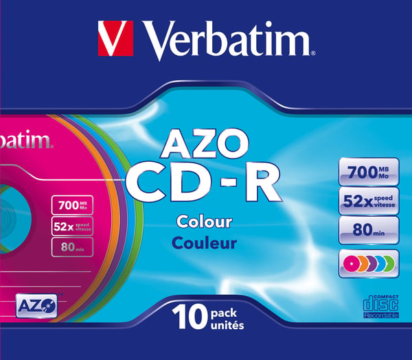 Verbatim CD-R AZO Colours 700 MB 48x 10 stk