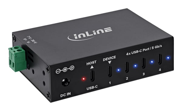 InLine 35396D gränssnittshubbar 2 x USB 3.2 Gen 1 (3.1 Gen 1) Type-B 5000 Mbit/s Svart