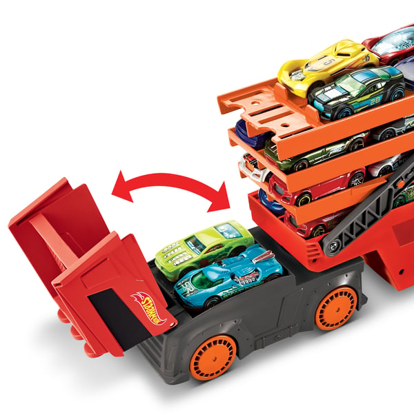Hot Wheels City Mega Hauler med förvaring för upp till 50 bilar i skala 1:64 ålder 3år och äldre