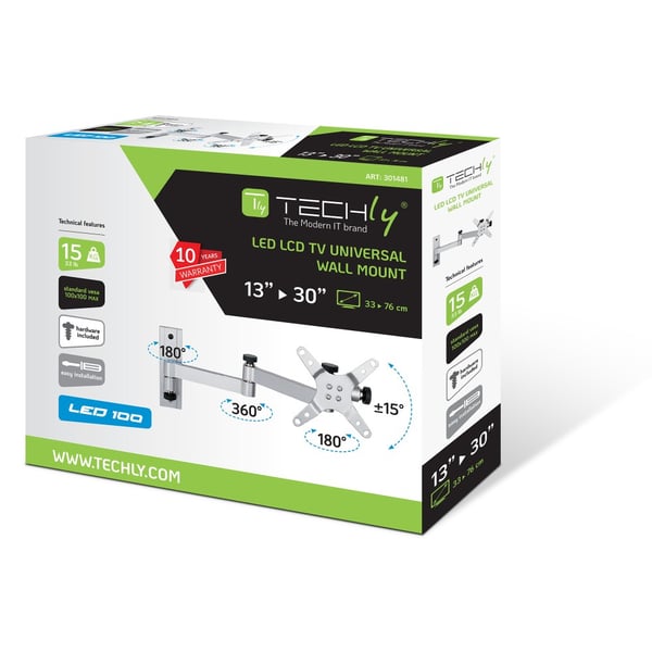 Techly ICA-LCD 104 TV-kiinnike 76,2 cm (30") Hopea