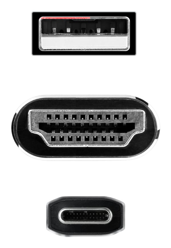 Nanocable 10.15.4354 videokaapeli-adapteri 1,8 m HDMI + USB Type-A USB Type-C Musta