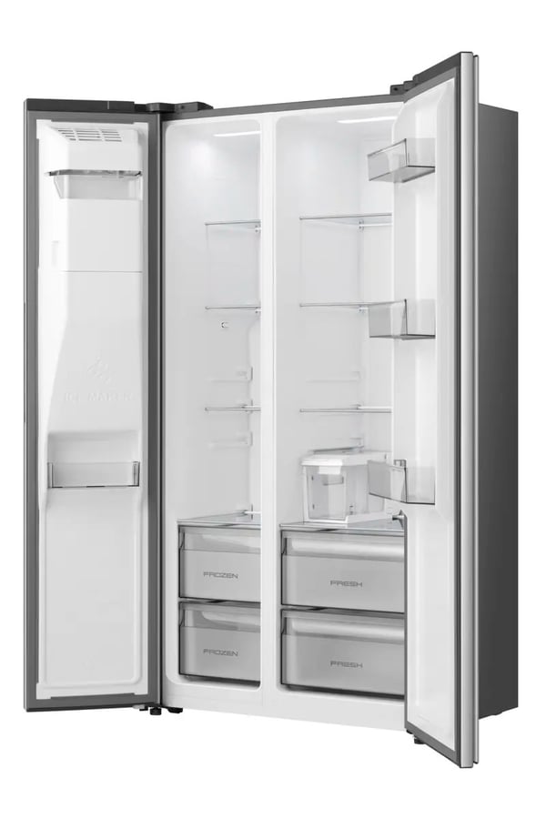 Hisense RS5P528STIE Kombinerad kyl/frys side-by-side Fristående 528 l Grå, Rostfritt stål
